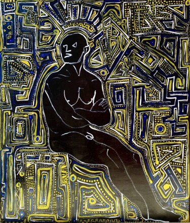 Картина под названием "Le labyrinthe de la…" - François Farcy, Подлинное произведение искусства, Акрил Установлен на Деревян…