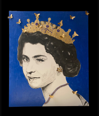 Malerei mit dem Titel "The Queen: wink" von François Farcy, Original-Kunstwerk, Acryl Auf Keilrahmen aus Holz montiert