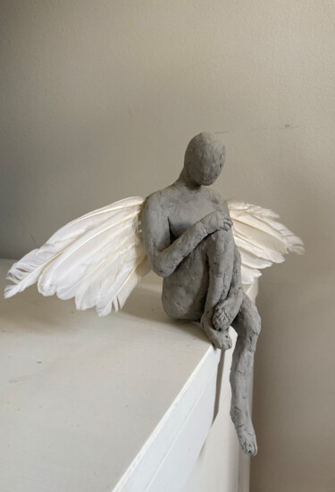 Γλυπτική με τίτλο "Angel Resting" από François Farcy, Αυθεντικά έργα τέχνης, Πηλός