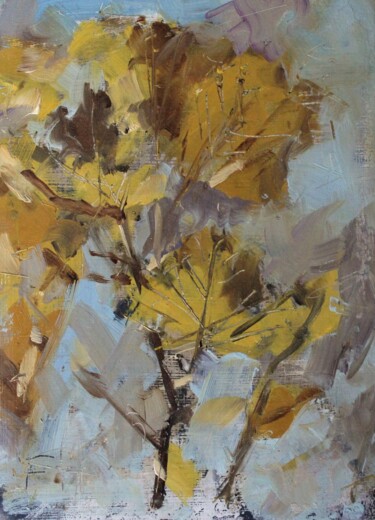 Painting titled "Autumn leaves" by Francois Hugard, Original Artwork, Oil