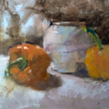 Painting titled "Peppers" by Francois Hugard, Original Artwork, Oil