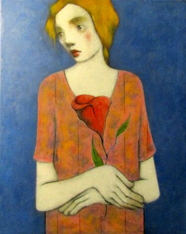 Painting titled "Fleur" by François Joseph Durand, Original Artwork, Acrylic Mounted on Wood Stretcher frame