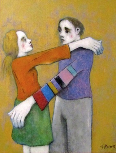 Painting titled "Aime-moi" by François Joseph Durand, Original Artwork, Acrylic Mounted on Wood Stretcher frame