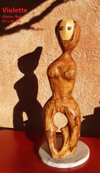 Скульптура под названием "Violette" - Francois Lagier, Подлинное произведение искусства, Дерево