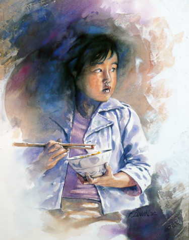「enfant-chinois-2.jpg」というタイトルの絵画 François Lanvinによって, オリジナルのアートワーク, 水彩画