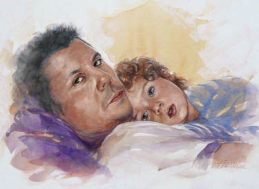 Painting titled "reveil-de-sieste.jpg" by François Lanvin, Original Artwork, Watercolor