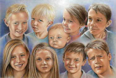 绘画 标题为“portraits-enfants.j…” 由François Lanvin, 原创艺术品, 粉彩