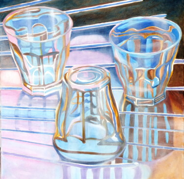 Pintura intitulada "glass trio" por Francois Malnati, Obras de arte originais, Óleo