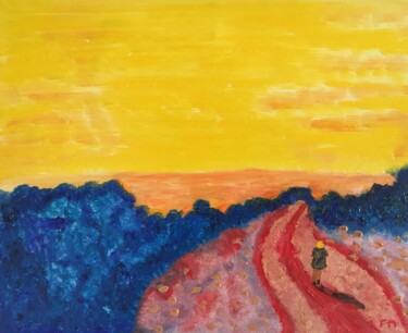 Peinture intitulée "#Mark au ciel jaune" par François Martigné, Œuvre d'art originale, Huile