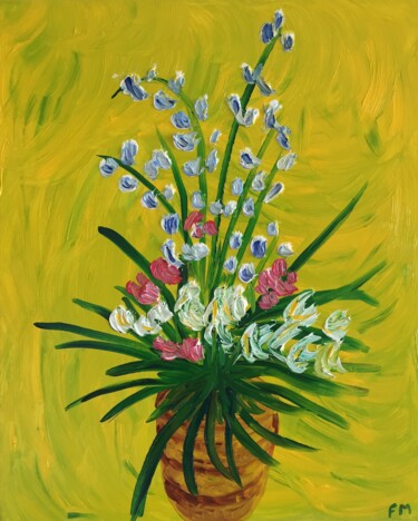 Картина под названием "#Fleurs" - François Martigné, Подлинное произведение искусства, Масло