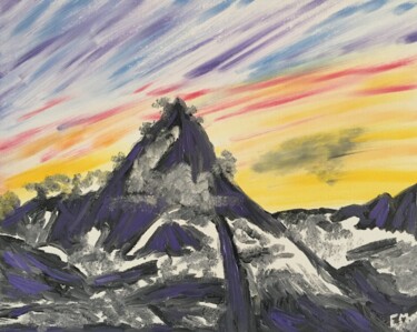 Schilderij getiteld "#Matterhorn" door François Martigné, Origineel Kunstwerk, Olie