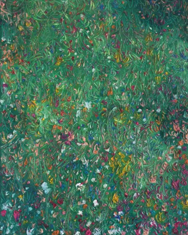 Painting titled "#Champs de fleurs" by François Martigné, Original Artwork, Oil