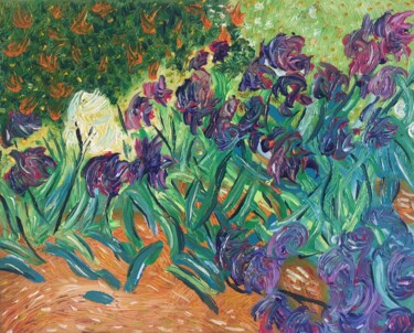 Painting titled "#Le jardin" by François Martigné, Original Artwork, Oil