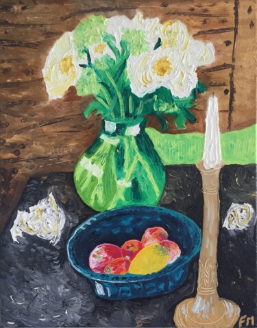 Peinture intitulée "#Table de printemps" par François Martigné, Œuvre d'art originale, Huile