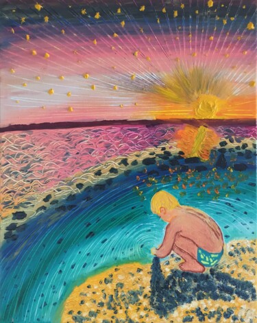Peinture intitulée "#Au bord du monde" par François Martigné, Œuvre d'art originale, Huile