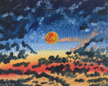 Peinture intitulée "#Lune du tonnerre" par François Martigné, Œuvre d'art originale, Huile