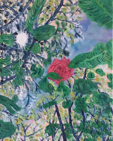 Peinture intitulée "#L'esprit d'une rose" par François Martigné, Œuvre d'art originale, Huile