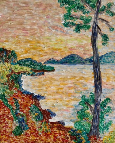Peinture intitulée "#Aurore Azur" par François Martigné, Œuvre d'art originale, Huile
