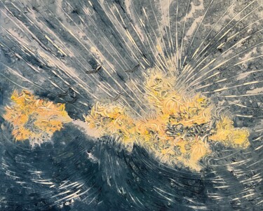 Painting titled "#Embruns" by François Martigné, Original Artwork, Oil