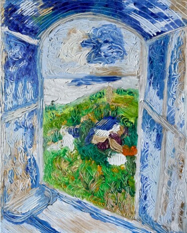 Pintura intitulada "#Fenêtre du temps" por François Martigné, Obras de arte originais, Óleo