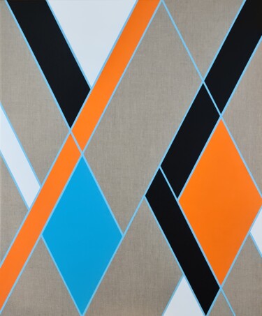 Malerei mit dem Titel "Orange and blue" von François Miquel, Original-Kunstwerk, Acryl