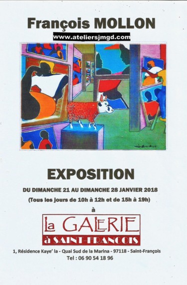 Peinture intitulée "00-affichette-expo-…" par Francois Mollon Gros-Desormeaux, Œuvre d'art originale