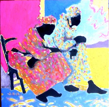 Peinture intitulée "2-femmes-regards-1.…" par Francois Mollon Gros-Desormeaux, Œuvre d'art originale