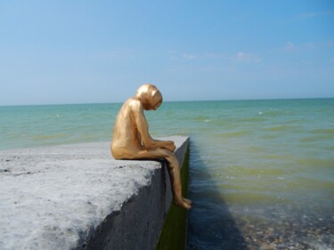 Sculpture intitulée "homme assis" par Francois Mouillard, Œuvre d'art originale, Terre cuite