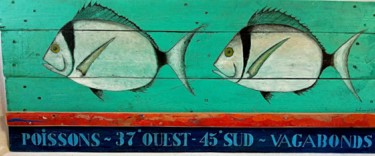 Painting titled "Poissons vagabonds" by Francois Picheral, Original Artwork, Acrylic