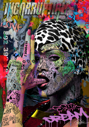 Artes digitais intitulada "RIHANNA FIERCE ART" por Francois Rey, Obras de arte originais, Trabalho Digital 2D