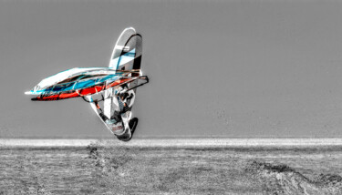 Arts numériques intitulée "Windsurf Jump on da…" par Francois Rol, Œuvre d'art originale, Travail numérique 2D