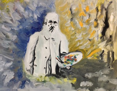Pittura intitolato "Claude Monet" da François Van Hemelryck, Opera d'arte originale, Olio Montato su Telaio per barella in l…