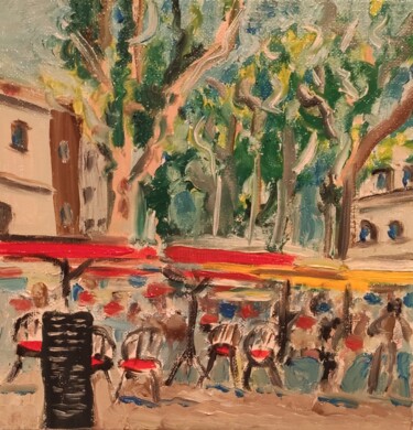 Schilderij getiteld "Marché de Provence" door François Van Hemelryck, Origineel Kunstwerk, Olie Gemonteerd op Frame voor hou…