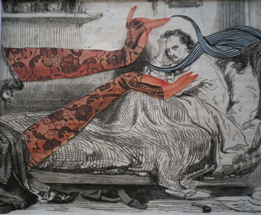 Collages intitolato "Tendres pensées" da François-Xavier Delmeire, Opera d'arte originale, Collages