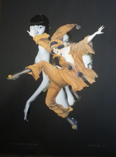 Collages intitolato "Les nanas du paradis" da François-Xavier Delmeire, Opera d'arte originale, Collages