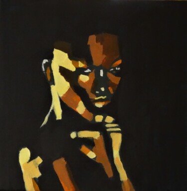 Painting titled "Woman Fight" by Francois Xavier Vaudeleau, Original Artwork, Acrylic Mounted on Wood Stretcher frame
