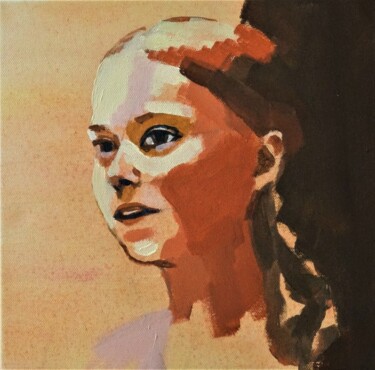 Peinture intitulée "Portrait de Greta T…" par Francois Xavier Vaudeleau, Œuvre d'art originale, Acrylique Monté sur Châssis…
