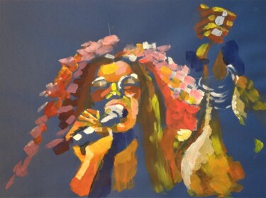 Malerei mit dem Titel "Janis Joplin." von Francois Xavier Vaudeleau, Original-Kunstwerk, Acryl