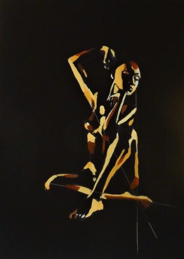 Schilderij getiteld "Black Venus." door Francois Xavier Vaudeleau, Origineel Kunstwerk, Acryl