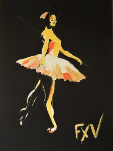 Malerei mit dem Titel "Ballerine devant so…" von Francois Xavier Vaudeleau, Original-Kunstwerk, Acryl