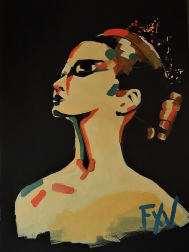 Painting titled "Ballerine en majest…" by Francois Xavier Vaudeleau, Original Artwork, Acrylic