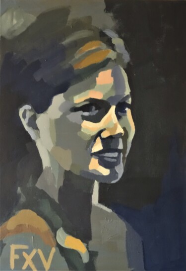 Painting titled "Amy Adams" by Francois Xavier Vaudeleau, Original Artwork, Acrylic Mounted on Wood Stretcher frame