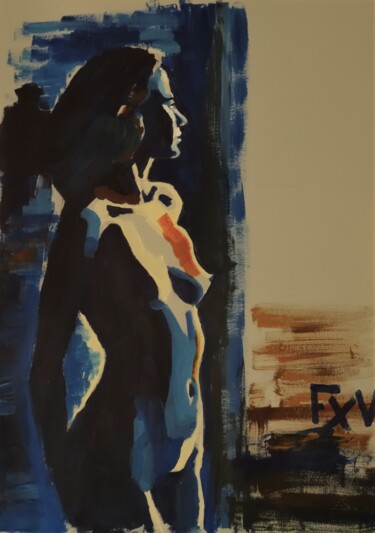 Painting titled "Eveil" by Francois Xavier Vaudeleau, Original Artwork, Acrylic