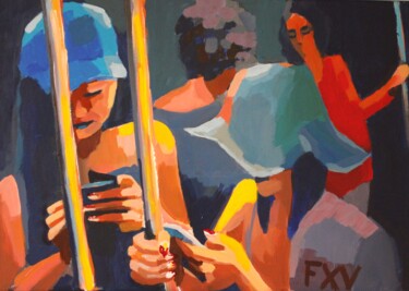 Pittura intitolato "Instagram Paris Met…" da Francois Xavier Vaudeleau, Opera d'arte originale, Acrilico Montato su Telaio p…
