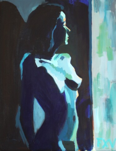 Картина под названием "Attente" - Francois Xavier Vaudeleau, Подлинное произведение искусства, Акрил Установлен на Деревянна…