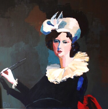 Malarstwo zatytułowany „Elizabeth Vigée le…” autorstwa Francois Xavier Vaudeleau, Oryginalna praca, Akryl Zamontowany na Dre…