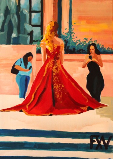Peinture intitulée "La mariée du Trocad…" par Francois Xavier Vaudeleau, Œuvre d'art originale, Acrylique Monté sur Châssis…