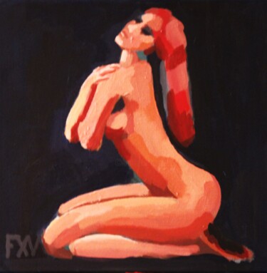 Картина под названием "Rouge et Noir" - Francois Xavier Vaudeleau, Подлинное произведение искусства, Акрил