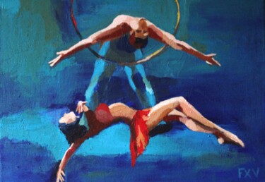 Pintura titulada "Acrobates" por Francois Xavier Vaudeleau, Obra de arte original, Acrílico Montado en Bastidor de camilla d…