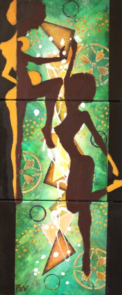 Картина под названием "Let's dance" - Francois Xavier Vaudeleau, Подлинное произведение искусства, Акрил Установлен на Дерев…